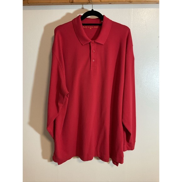 5.11 Tactical Men’s XL Long Sleeve Polo Shirt Red Performance Uniform - Picture 1 of 10